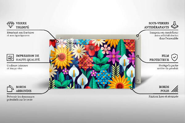 Szklana deska do krojenia Ilustracja łąka kwiaty