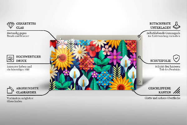 Szklana deska do krojenia Ilustracja łąka kwiaty