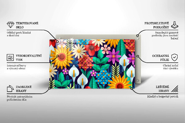 Szklana deska do krojenia Ilustracja łąka kwiaty