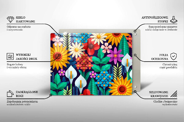 Szklana deska do krojenia Ilustracja łąka kwiaty