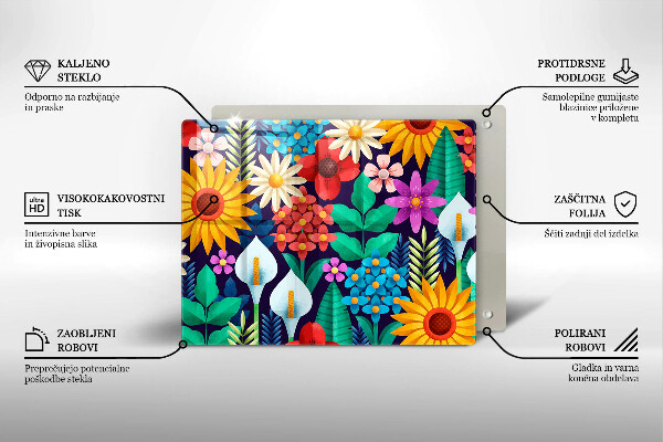 Szklana deska do krojenia Ilustracja łąka kwiaty