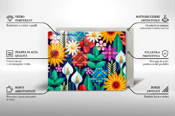 Szklana deska do krojenia Ilustracja łąka kwiaty