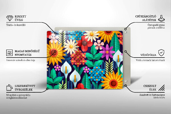 Szklana deska do krojenia Ilustracja łąka kwiaty