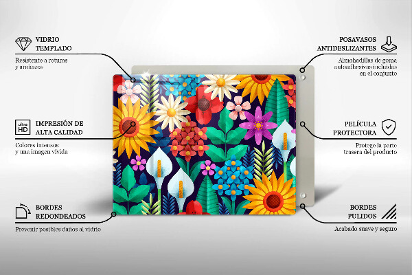 Szklana deska do krojenia Ilustracja łąka kwiaty