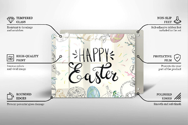 Szklana deska do krojenia Napis Happy Easter