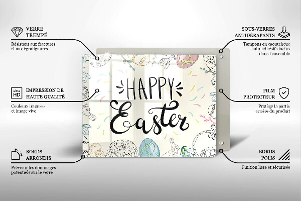 Szklana deska do krojenia Napis Happy Easter