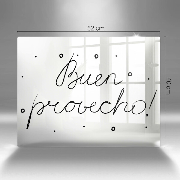 Szklana deska do krojenia Napis Buen provecho!