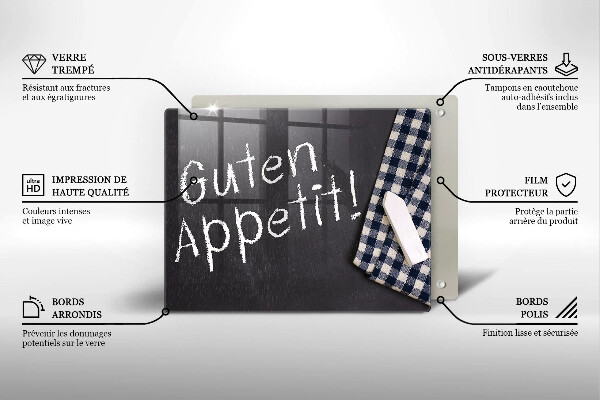 Szklana deska do krojenia Napis Guten Appetit!