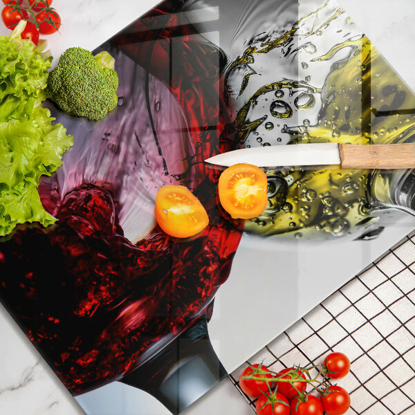 Szklana deska do krojenia Kieliszki wina