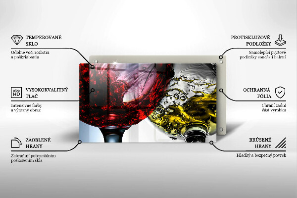 Szklana deska do krojenia Kieliszki wina