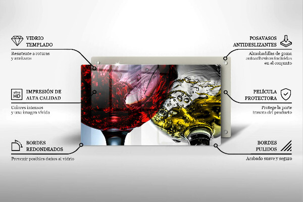 Szklana deska do krojenia Kieliszki wina