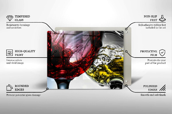 Szklana deska do krojenia Kieliszki wina