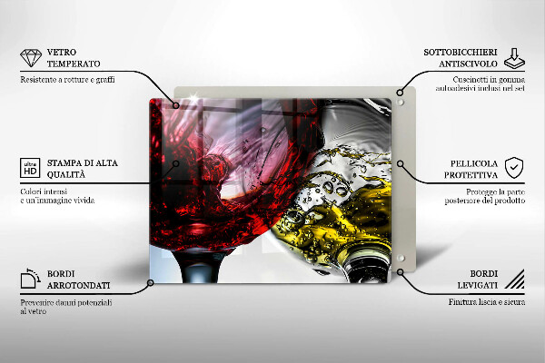 Szklana deska do krojenia Kieliszki wina