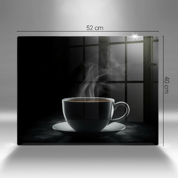 Szklana deska do krojenia Gorąca filiżanka kawy