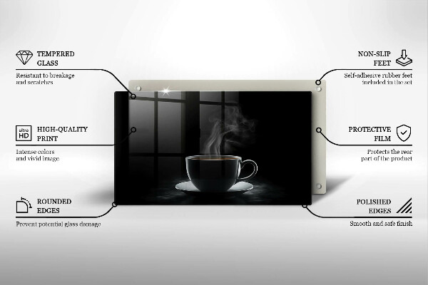 Szklana deska do krojenia Gorąca filiżanka kawy