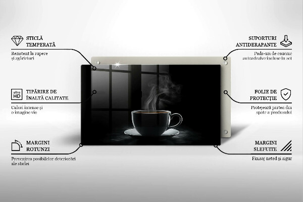 Szklana deska do krojenia Gorąca filiżanka kawy