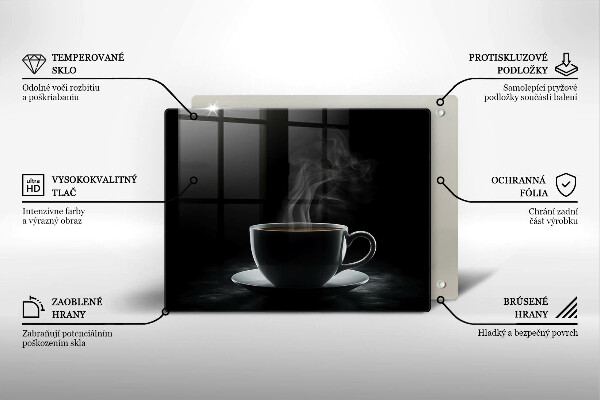 Szklana deska do krojenia Gorąca filiżanka kawy