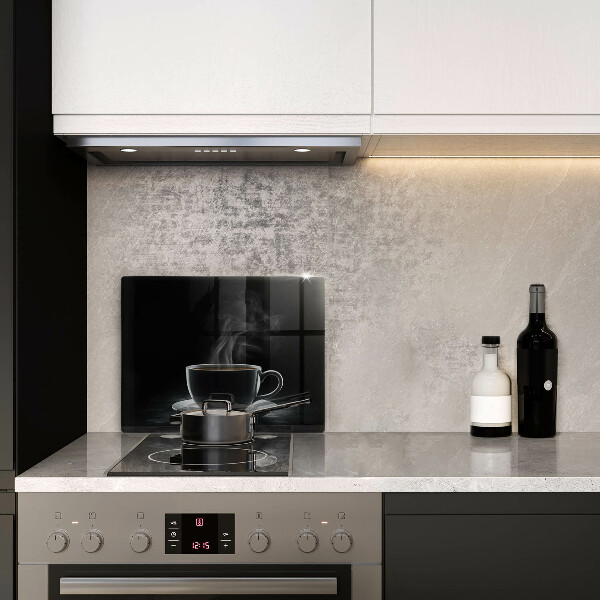 Szklana deska do krojenia Gorąca filiżanka kawy