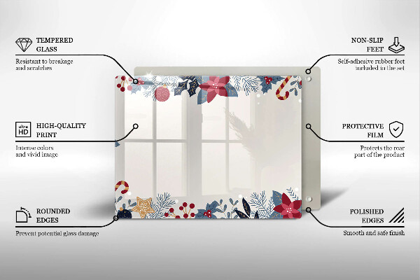 Szklana deska do krojenia Świąteczne ozdoby