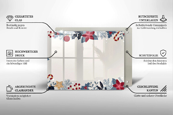 Szklana deska do krojenia Świąteczne ozdoby