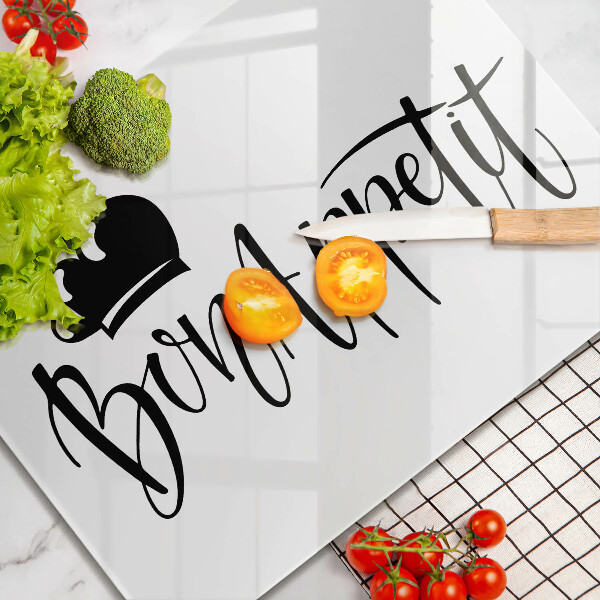 Szklana deska do krojenia Napis Bon Appetit