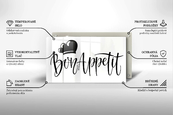 Szklana deska do krojenia Napis Bon Appetit