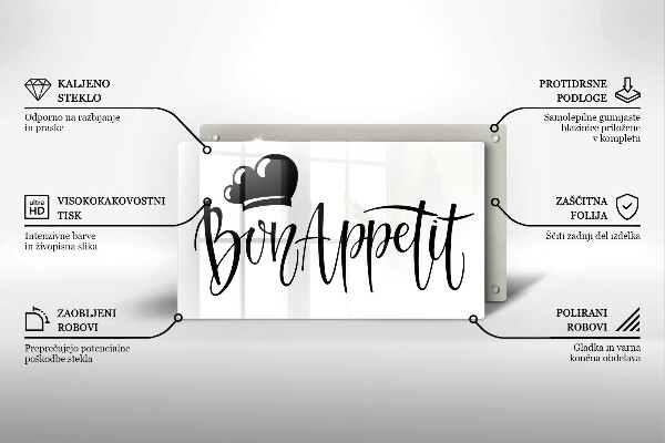 Szklana deska do krojenia Napis Bon Appetit