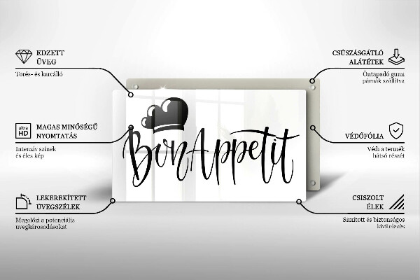 Szklana deska do krojenia Napis Bon Appetit