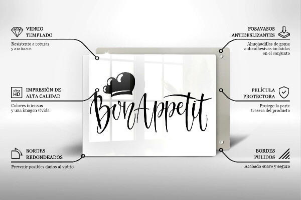 Szklana deska do krojenia Napis Bon Appetit