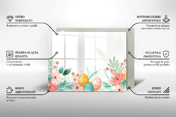 Szklana deska do krojenia Wielkanocne pisanki