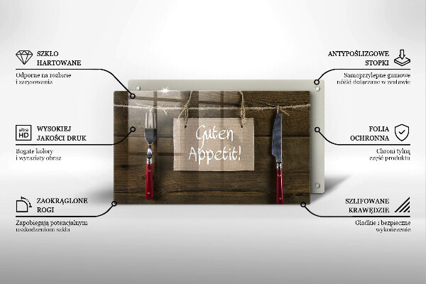 Szklana deska do krojenia Deski napis Guten Apetit