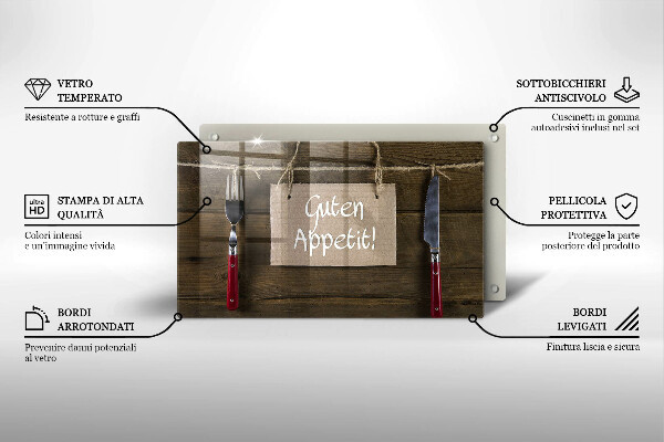 Szklana deska do krojenia Deski napis Guten Apetit