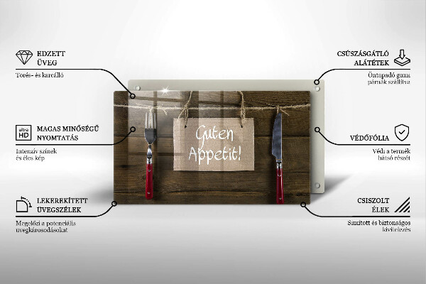 Szklana deska do krojenia Deski napis Guten Apetit