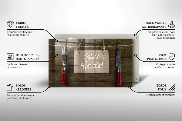 Szklana deska do krojenia Deski napis Guten Apetit