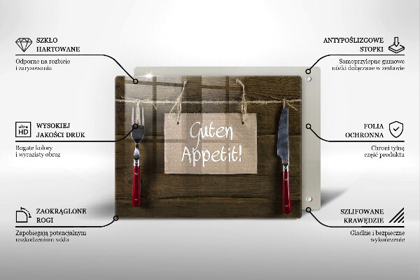 Szklana deska do krojenia Deski napis Guten Apetit