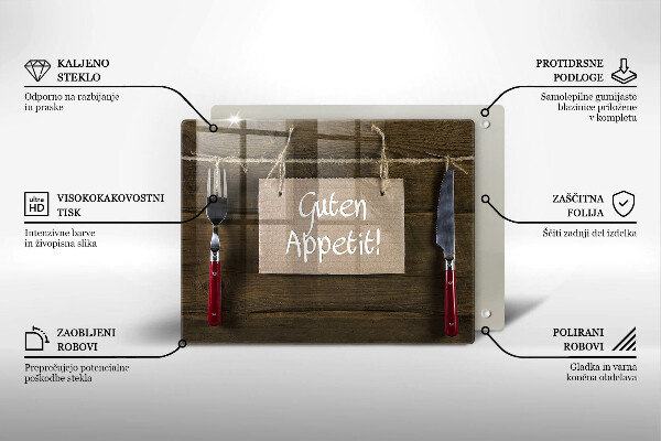 Szklana deska do krojenia Deski napis Guten Apetit