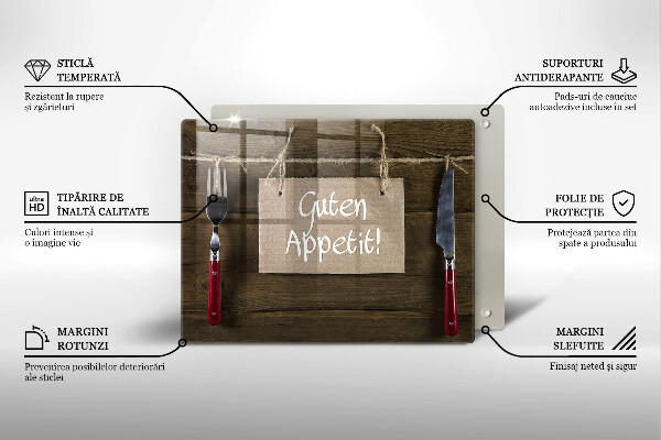 Szklana deska do krojenia Deski napis Guten Apetit