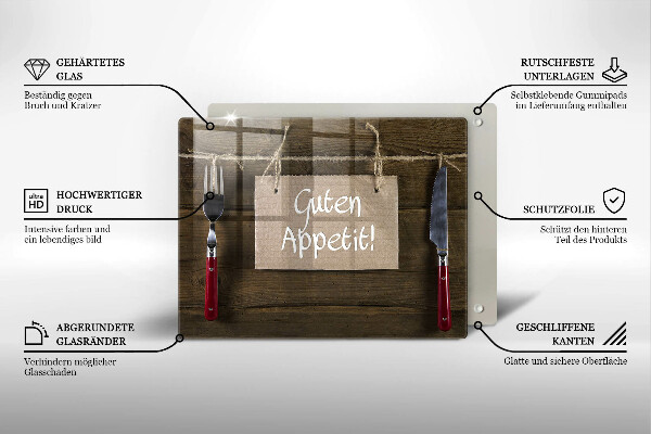 Szklana deska do krojenia Deski napis Guten Apetit