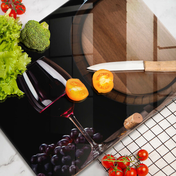 Szklana deska do krojenia Beczka wina kieliszek