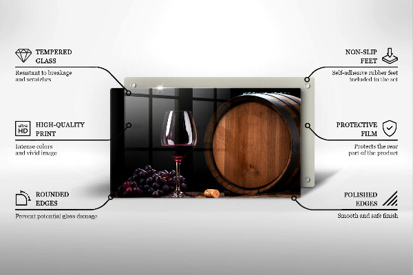 Szklana deska do krojenia Beczka wina kieliszek