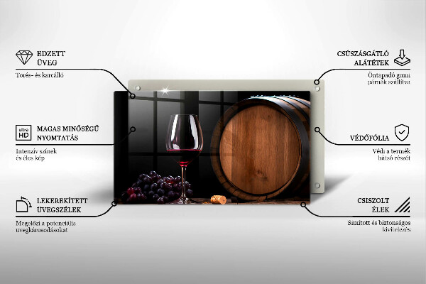 Szklana deska do krojenia Beczka wina kieliszek