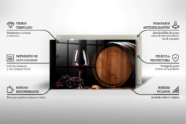 Szklana deska do krojenia Beczka wina kieliszek