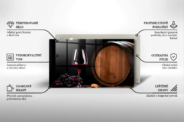 Szklana deska do krojenia Beczka wina kieliszek