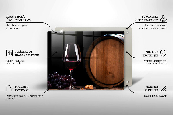 Szklana deska do krojenia Beczka wina kieliszek