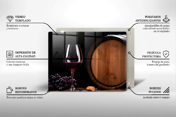 Szklana deska do krojenia Beczka wina kieliszek