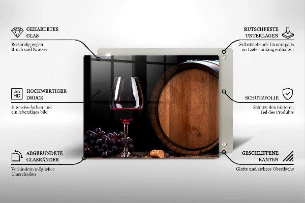 Szklana deska do krojenia Beczka wina kieliszek