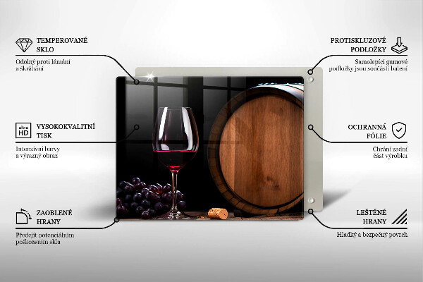 Szklana deska do krojenia Beczka wina kieliszek