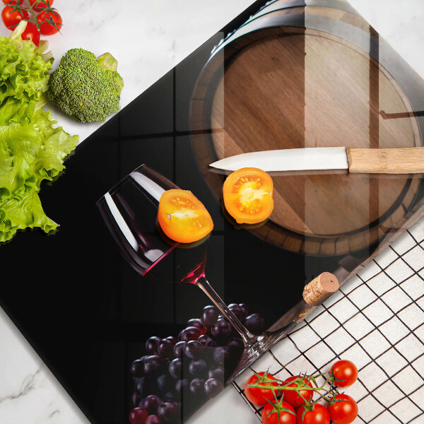 Szklana deska do krojenia Beczka wina kieliszek