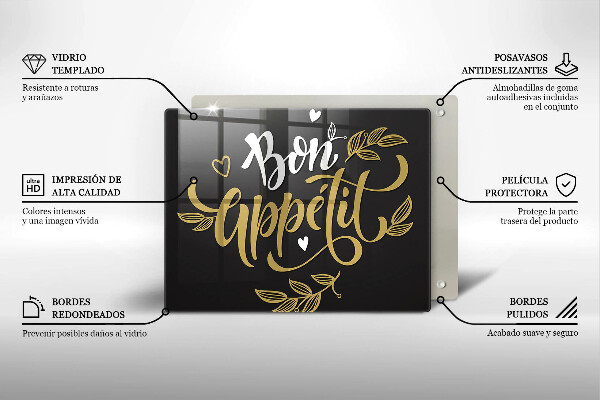 Szklana deska do krojenia Napis Bon Appetit