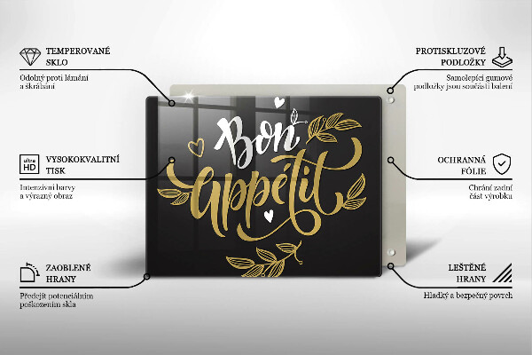 Szklana deska do krojenia Napis Bon Appetit